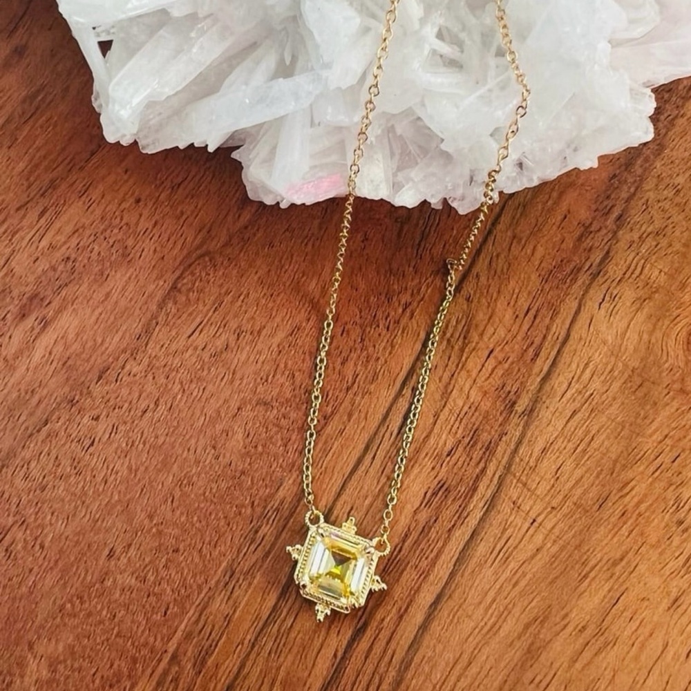 NWT Judith Ripka 14K Gold Clad Canary Crystal Angelica Pendant Necklace